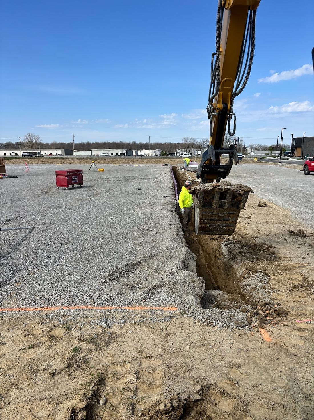 Utility trench across existing pavement